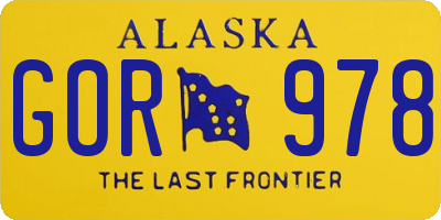 AK license plate GOR978