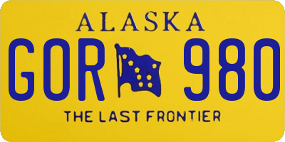 AK license plate GOR980