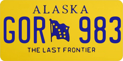 AK license plate GOR983