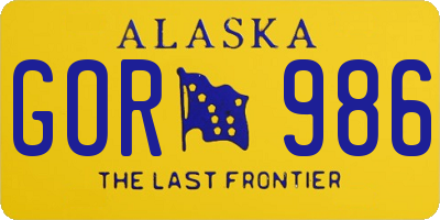 AK license plate GOR986