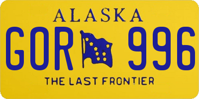 AK license plate GOR996