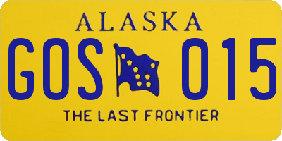 AK license plate GOS015