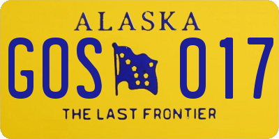 AK license plate GOS017