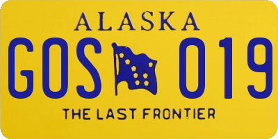 AK license plate GOS019