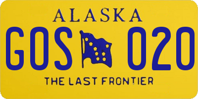 AK license plate GOS020