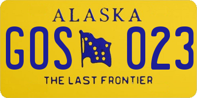 AK license plate GOS023