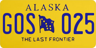 AK license plate GOS025