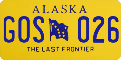 AK license plate GOS026