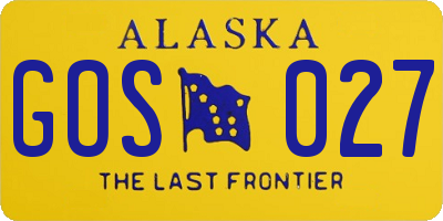 AK license plate GOS027
