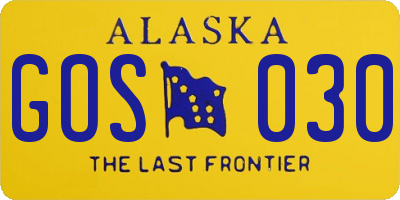 AK license plate GOS030