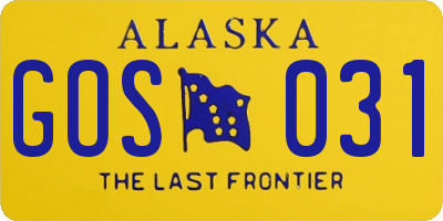 AK license plate GOS031