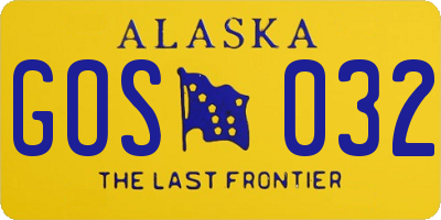 AK license plate GOS032