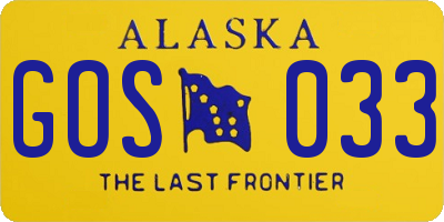 AK license plate GOS033