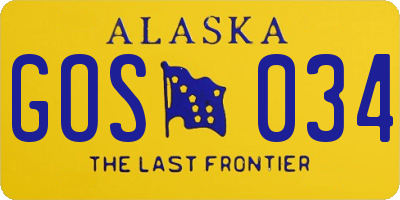AK license plate GOS034