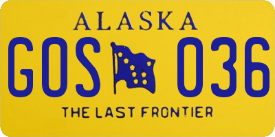 AK license plate GOS036