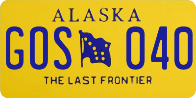 AK license plate GOS040