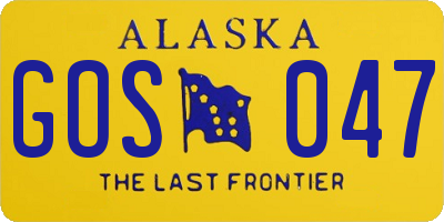 AK license plate GOS047
