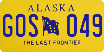 AK license plate GOS049