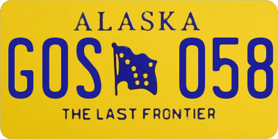 AK license plate GOS058