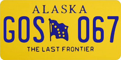 AK license plate GOS067
