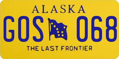 AK license plate GOS068