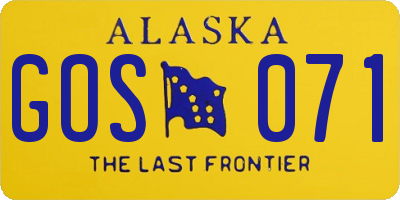AK license plate GOS071