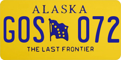 AK license plate GOS072