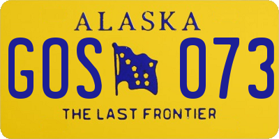AK license plate GOS073