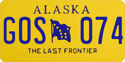 AK license plate GOS074