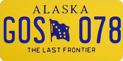 AK license plate GOS078