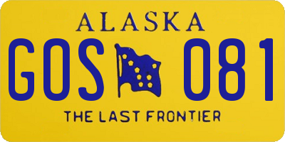 AK license plate GOS081