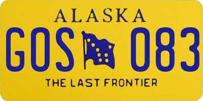 AK license plate GOS083