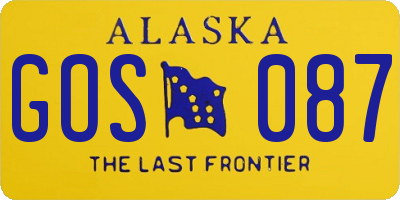 AK license plate GOS087
