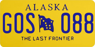 AK license plate GOS088