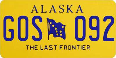 AK license plate GOS092