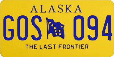 AK license plate GOS094