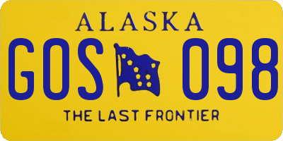 AK license plate GOS098