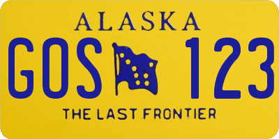 AK license plate GOS123