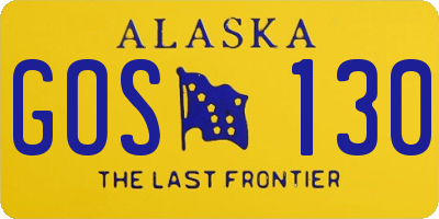 AK license plate GOS130