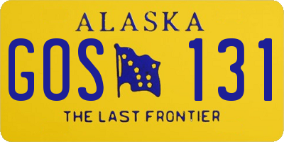 AK license plate GOS131