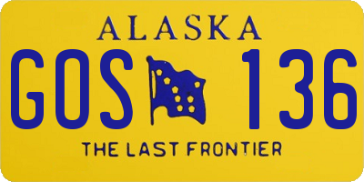 AK license plate GOS136