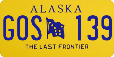 AK license plate GOS139