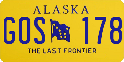 AK license plate GOS178