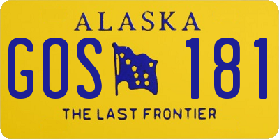 AK license plate GOS181