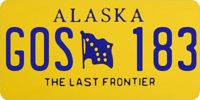 AK license plate GOS183