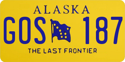 AK license plate GOS187