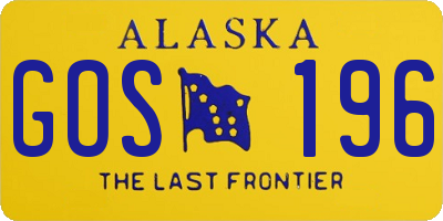 AK license plate GOS196