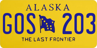 AK license plate GOS203