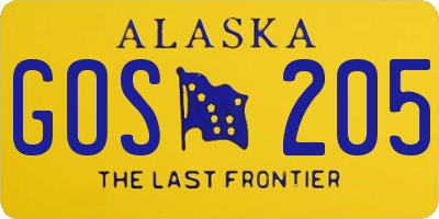 AK license plate GOS205