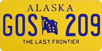 AK license plate GOS209